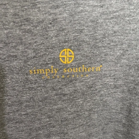 Simply Southern Gray Tee with Messy Bun Pink and Yellow Accents - Picture 3 of 4